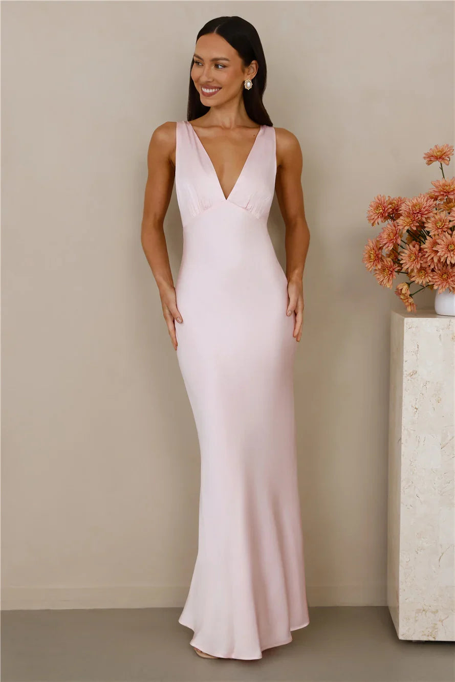 The Isabeau Satin Maxi Dress Pink